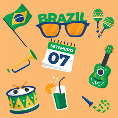 Brazil Independence day poster design, Brazil flag watercolor design, brazil republic day design, greeting poster of brazil balloons