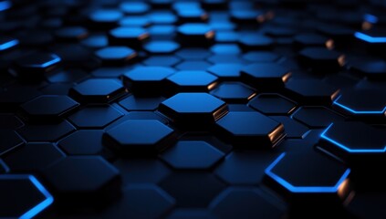 Fototapeta premium Abstract Blue and Black Hexagon Pattern