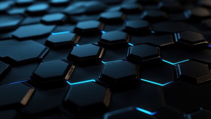 Fototapeta premium Abstract Hexagon Pattern with Blue Glowing Lines