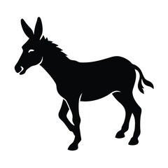 Obraz premium a jumping donkey Standing pose, vector silhouette illustration, isolated white background 