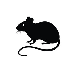 Obraz premium a mouse side view vector silhouette illustration, isolated white background 
