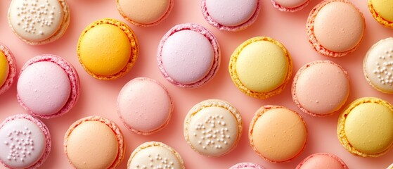 Fototapeta premium A row of pastries with different colors and flavors
