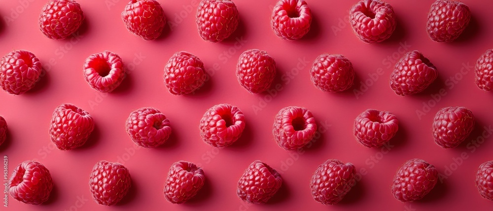 Poster a close up of a red raspberry with a red background