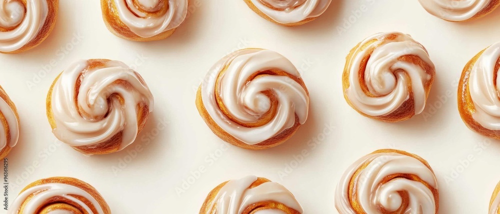 Poster a row of doughnuts with a swirl of icing on top