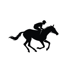 male Horse racing, vector silhouette running horse and jockey,  vector silhouette illustration, 