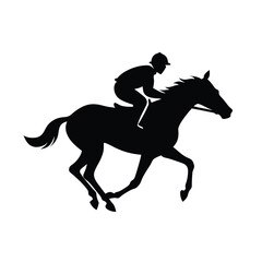 male Horse racing, vector silhouette running horse and jockey, vector silhouette illustration, 