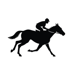 Fototapeta premium male Horse racing, vector silhouette running horse and jockey, vector silhouette illustration, 