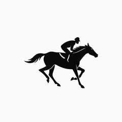 male Horse racing, vector silhouette running horse and jockey,  vector silhouette illustration, 