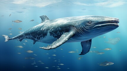 Blue Whale Isolated on Transparent Background