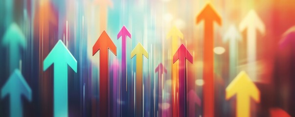 Fototapeta premium colorful arrows pointing upwards in motion