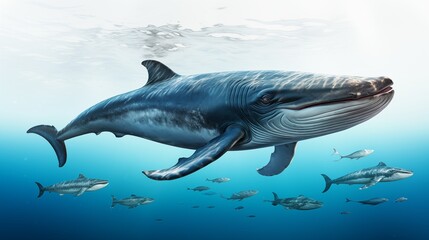 Fototapeta premium Blue Whale Isolated on Transparent Background