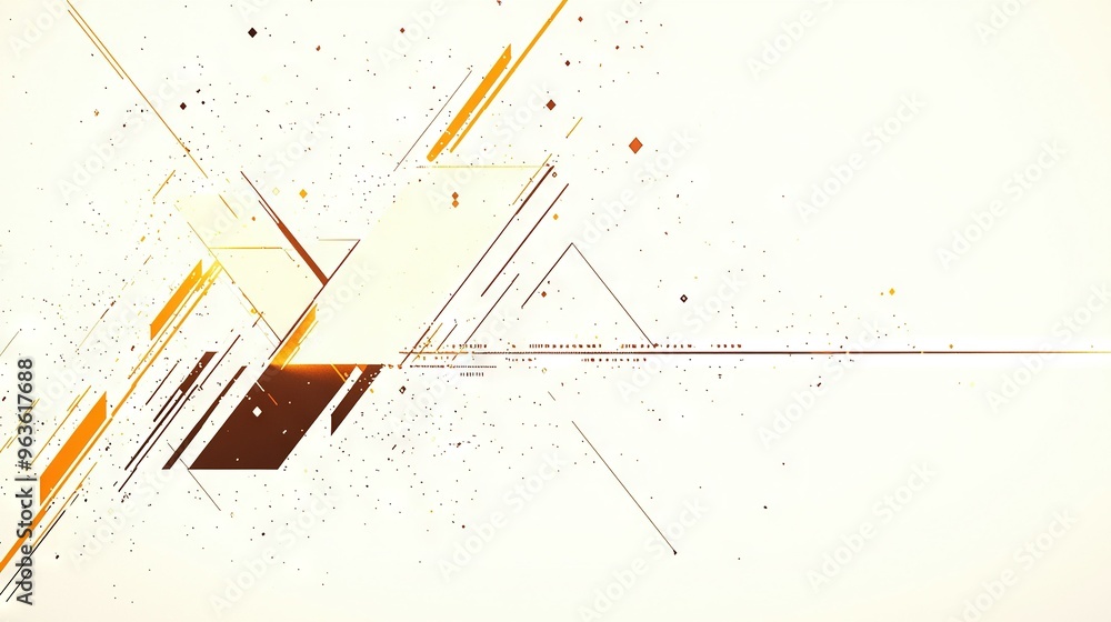 Poster a white and orange abstract background with lines and dots on the bottom and top halves of the botto