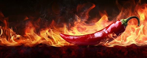 Red Chili Pepper On Fire