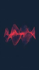 Red Radio Waves on Blue Background, Texture, Pattern Background, Wallpaper, Cover and Screen for Smartphone, PC, Laptop, 9:16 and 16:9 Format