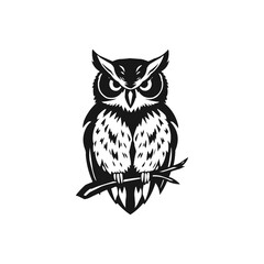 owl vector mascot logo illustration. sharp eye intelligent educational owl. white background owl editable vector file for badge, emblem and tshirt printing.. silhouette  and clip art black and white o