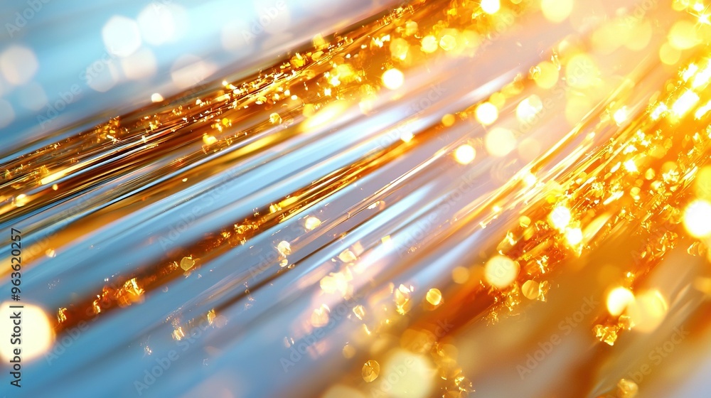 Poster high-resolution image featuring gold metal bars with sharp focus and distinct details, illuminated b