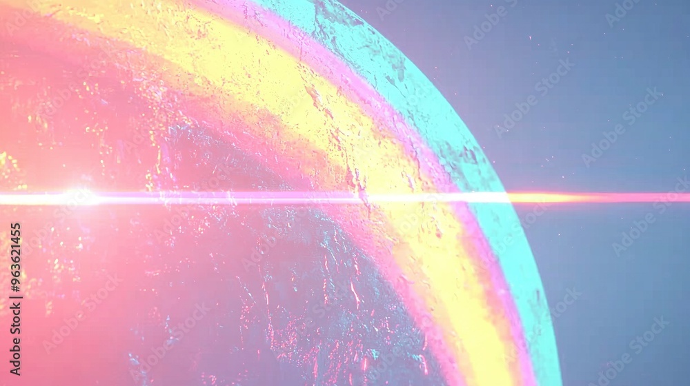 Aufkleber a close-up image of a colorful object with a central beam of light emanating from it