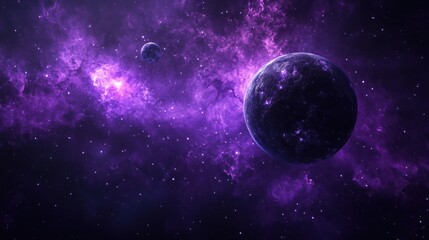 Cosmic Dance: A Symphony of Purple Nebulae and Planets