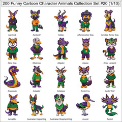 Fototapeta premium Funny Cartoon Character Animals Collection Set of 200 Isolated Animals Part 1
