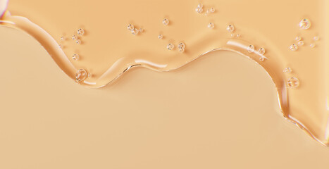 Serum, transparent skin care essence, liquid texture of cosmetic product on beige background 3d...
