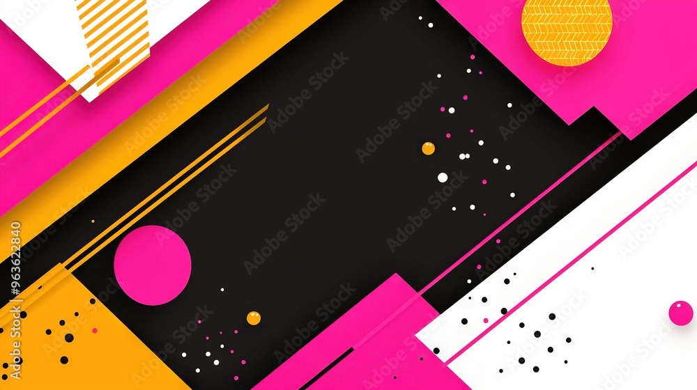 Poster a multi-colored abstract background featuring circles and dots on a monochromatic stripe of paper