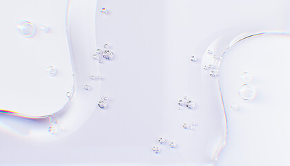 Water or transparent gel abstract liquid texture with small bubbles on white background 3d rendering
