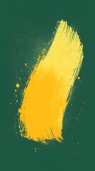 Yellow Paint Stroke on Green Background, Texture, Pattern Background, Wallpaper, Cover and Screen of Smartphone, PC, Laptop, 9:16 and 16:9 Format