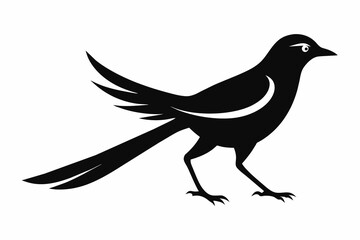 Walking magpie iconic logo silhouette black vector art illustration