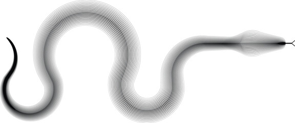 Snake logo. Chinese new year 2025 zodiac snake symbol .design elements . Year of the snake .Abstract flow linear fluid shapes .Curved lines pattern . Vector illustration