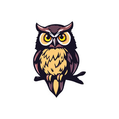 owl vector mascot logo illustration. sharp eye intelligent educational owl. white background owl editable vector file for badge, emblem and tshirt printing..