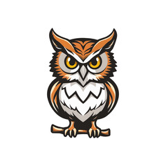 owl vector mascot logo illustration. sharp eye intelligent educational owl. white background owl editable vector file for badge, emblem and tshirt printing..