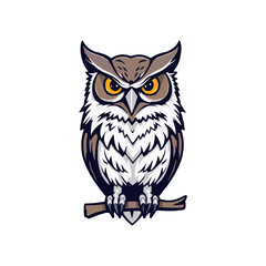 owl vector mascot logo illustration. sharp eye intelligent educational owl. white background owl editable vector file for badge, emblem and tshirt printing..