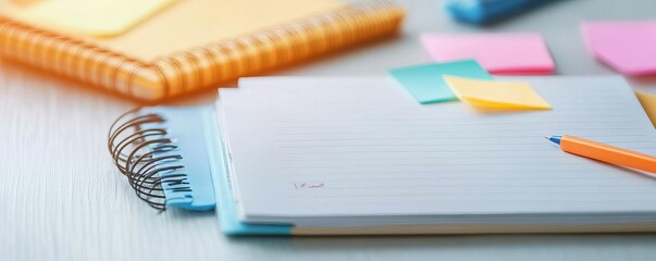 Close-up of a planner with digital and paper notes, hybrid multitasking, organized work strategy