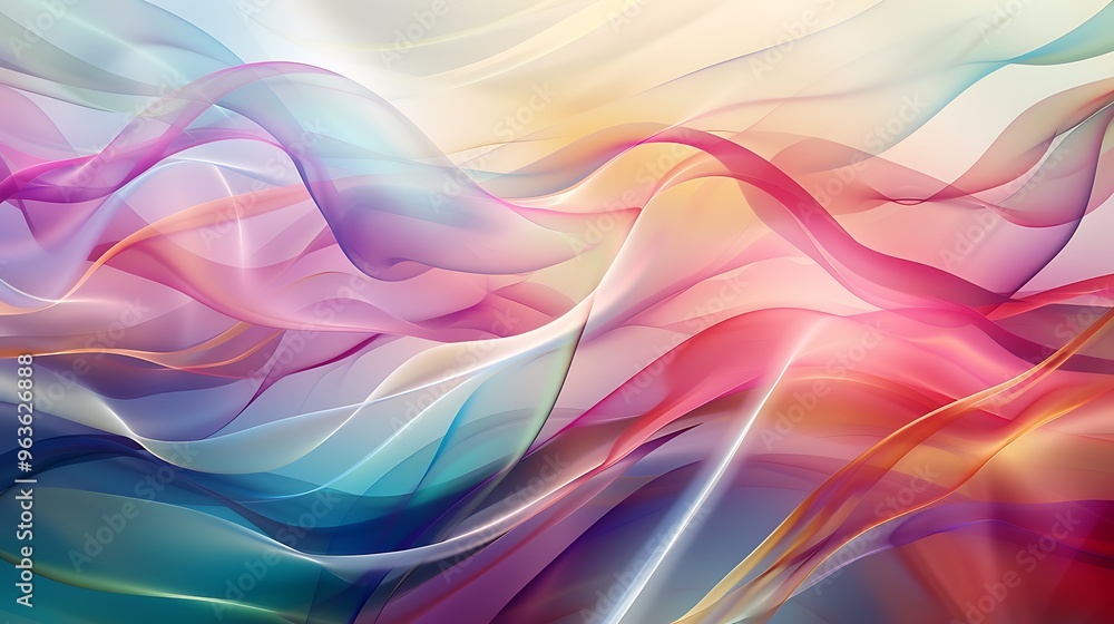 Poster a lively and colorful abstract background representing the freshness of spring or summer, with flowi