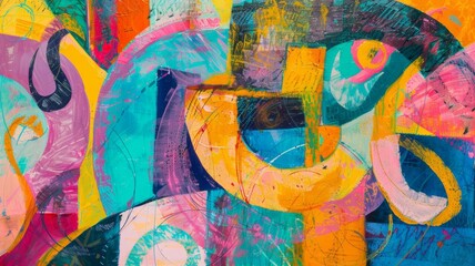 Fototapeta premium Abstract Art with Vibrant Colors and Bold Shapes