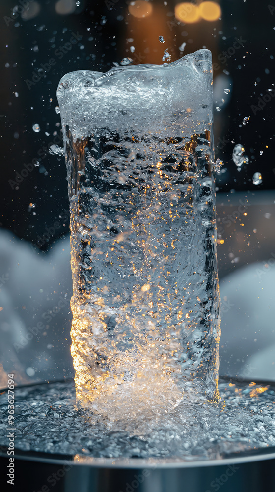 Poster A refreshing and invigorating ice fountain, water cascading down in a mesmerizing display.