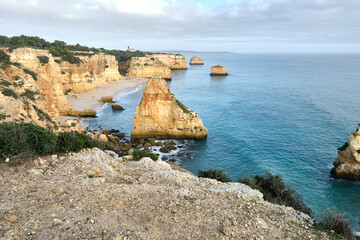 Marinha beach as seen from the cliffs