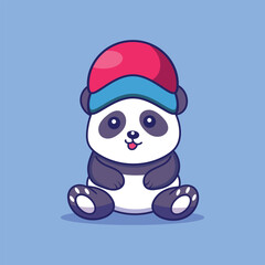 Charming Panda Wearing a Cap Adorable Vector Art