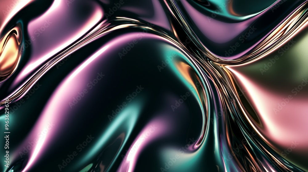 Poster mesmerizing display of liquid metal flowing and swirling, creating a captivating visual experience w