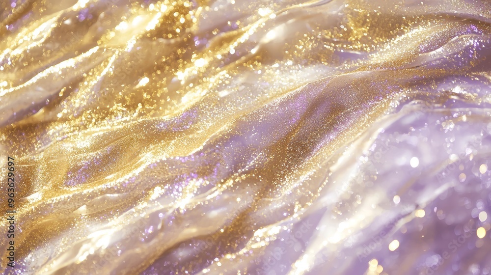 Aufkleber golden and silver fabric is shimmering in the light, creating an abstract background full of glitter