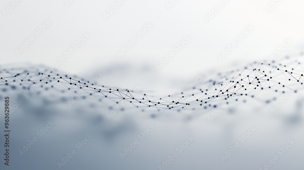 Aufkleber abstract digital network with connected dots on a white background.
