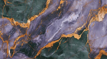 Obraz premium Luxurious green and purple marble texture with intricate golden veins, perfect for design projects, adding sophistication and opulence to any indoor space