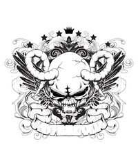 Cool Skull Design, vector art character graphic drawing illustration for stickers, streetwear, t-shirts, logos, print-on-demand, print, or branding