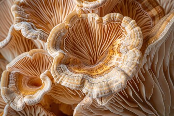 Macro View of Sajor-Caju Mushroom with Organic Patterns