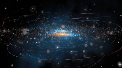 A mesmerizing cosmic swirl of stars and galaxies, captured in a stunning abstract artwork.