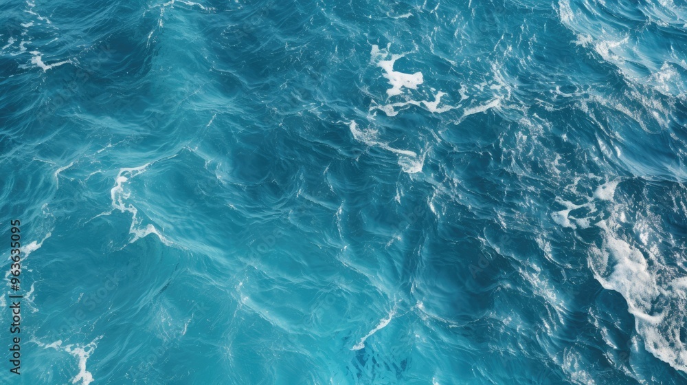 Poster a serene and tranquil scene of the ocean surface, with gentle waves creating a mesmerizing pattern o