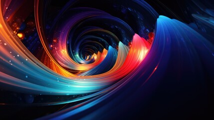 A swirling abstract background of vibrant colors and glowing lights. The colors blend and flow together, creating a sense of movement and energy.