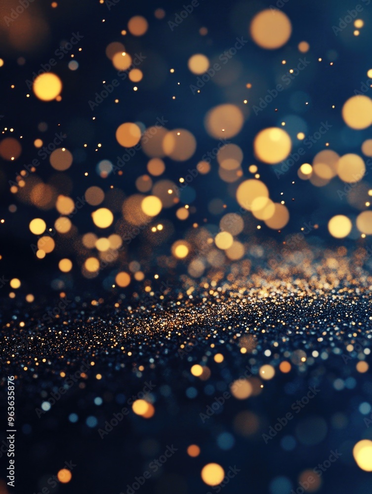 Poster the image is a blurry, colorful, and sparkling background with many small dots. the dots are scatter