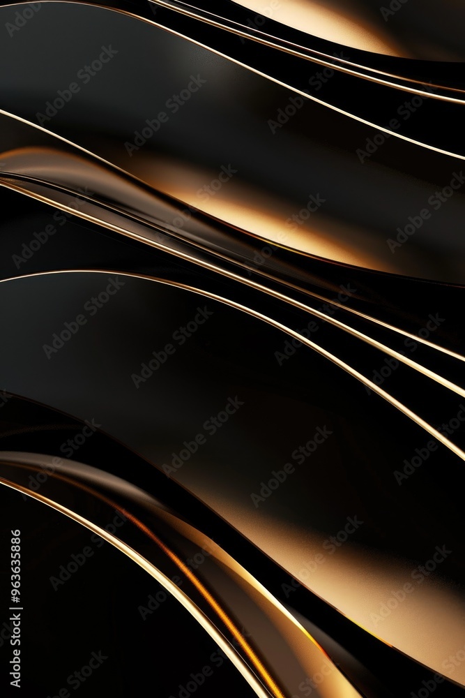 Poster a black and gold image with a wave pattern. the image is abstract and has a sense of movement