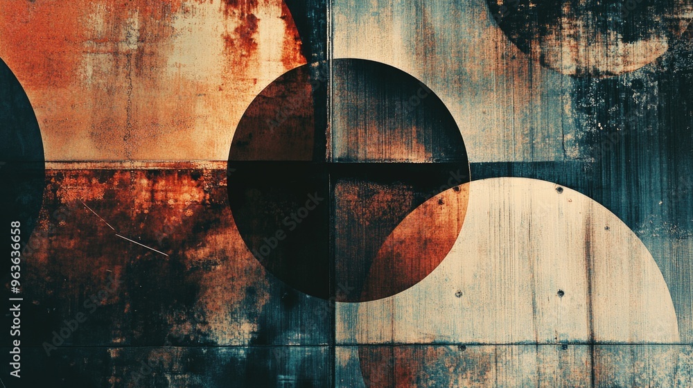 Poster a painting of circles in various sizes and colors. the painting is abstract and has a sense of chaos